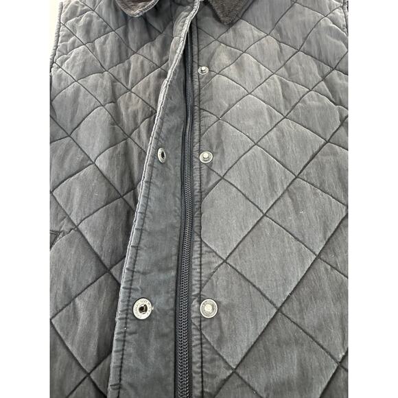 "LL BEAN" Womens Black Quilted Vest Zip Snap Insulated Corduroy Collar BARN COAT - Picture 8 of 10